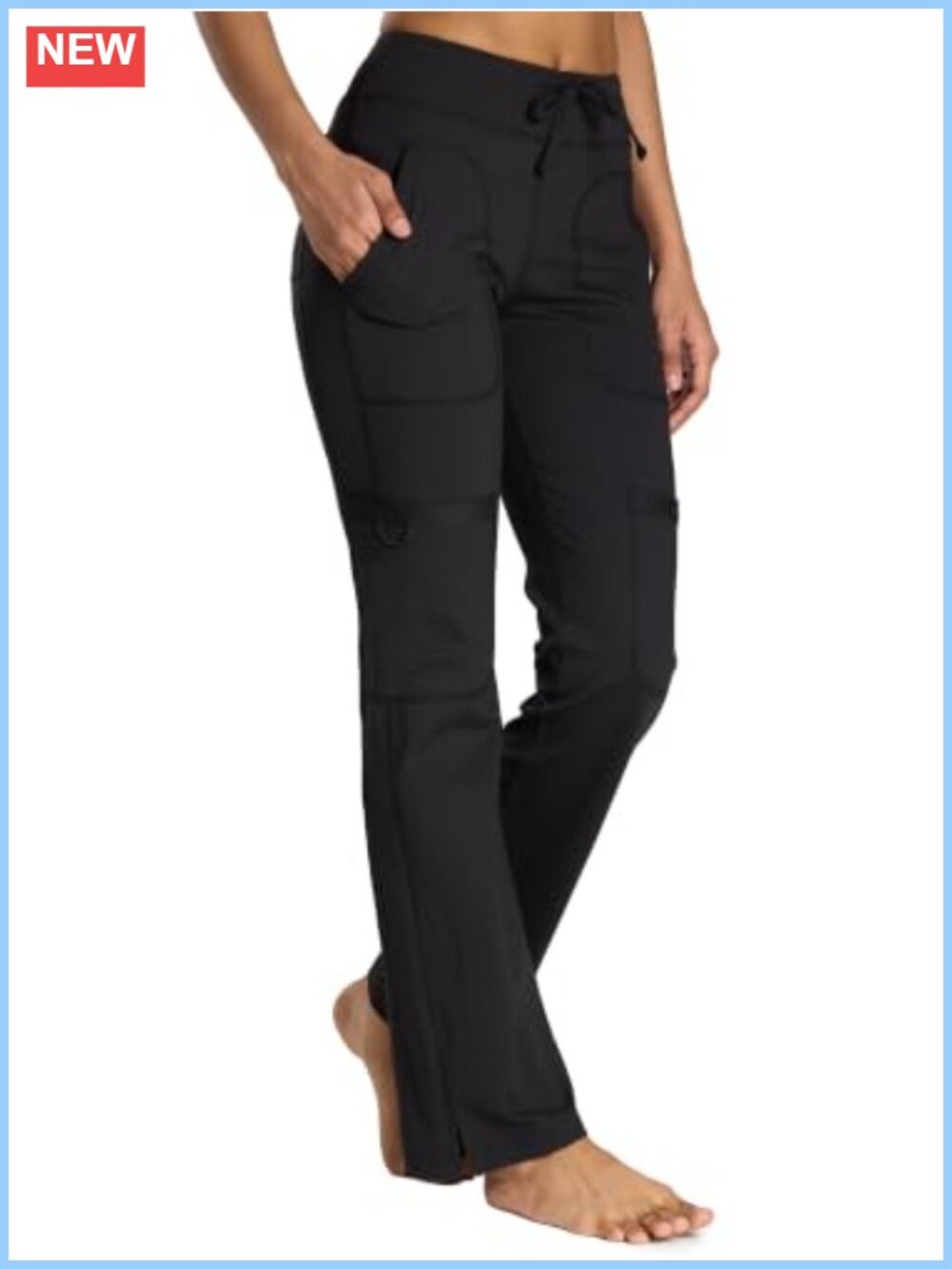 Women's Yoga Scrub Pants Straight Wide Leg Two-Way Stretch Drawstring